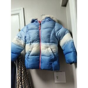 Girls 5 Snozu Pink/Blue/White Puffer Winter Coat Jacket Fleece Lining